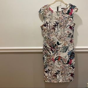 White Floral Perla Nera Medium Cap Sleeve dress